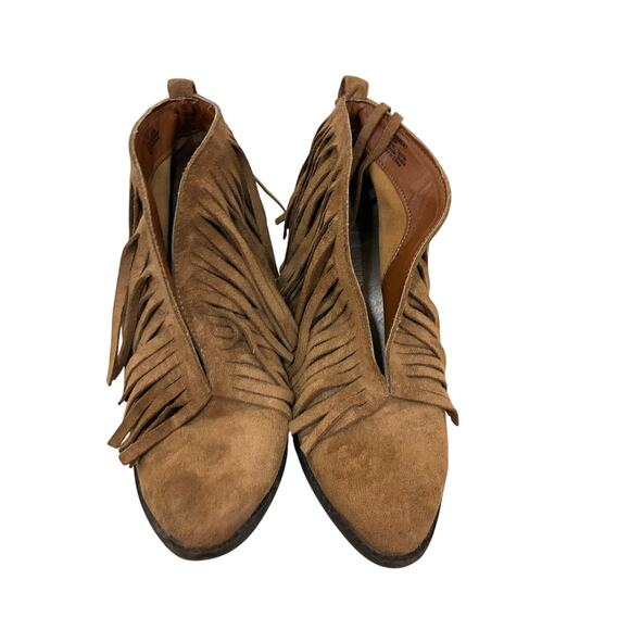 Coconuts Matisse Anthropologie Lambert Fringe Ankle Boots Brown 8.5 Cowgirl - Picture 2 of 7